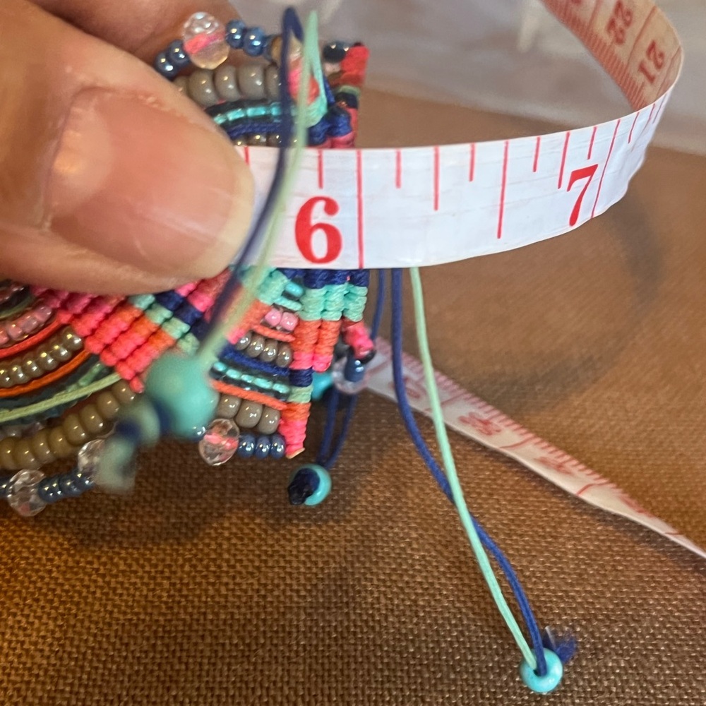 Handcrafted Macrame Style Drawstring Adjustable Bracelet - Picture 6 of 7